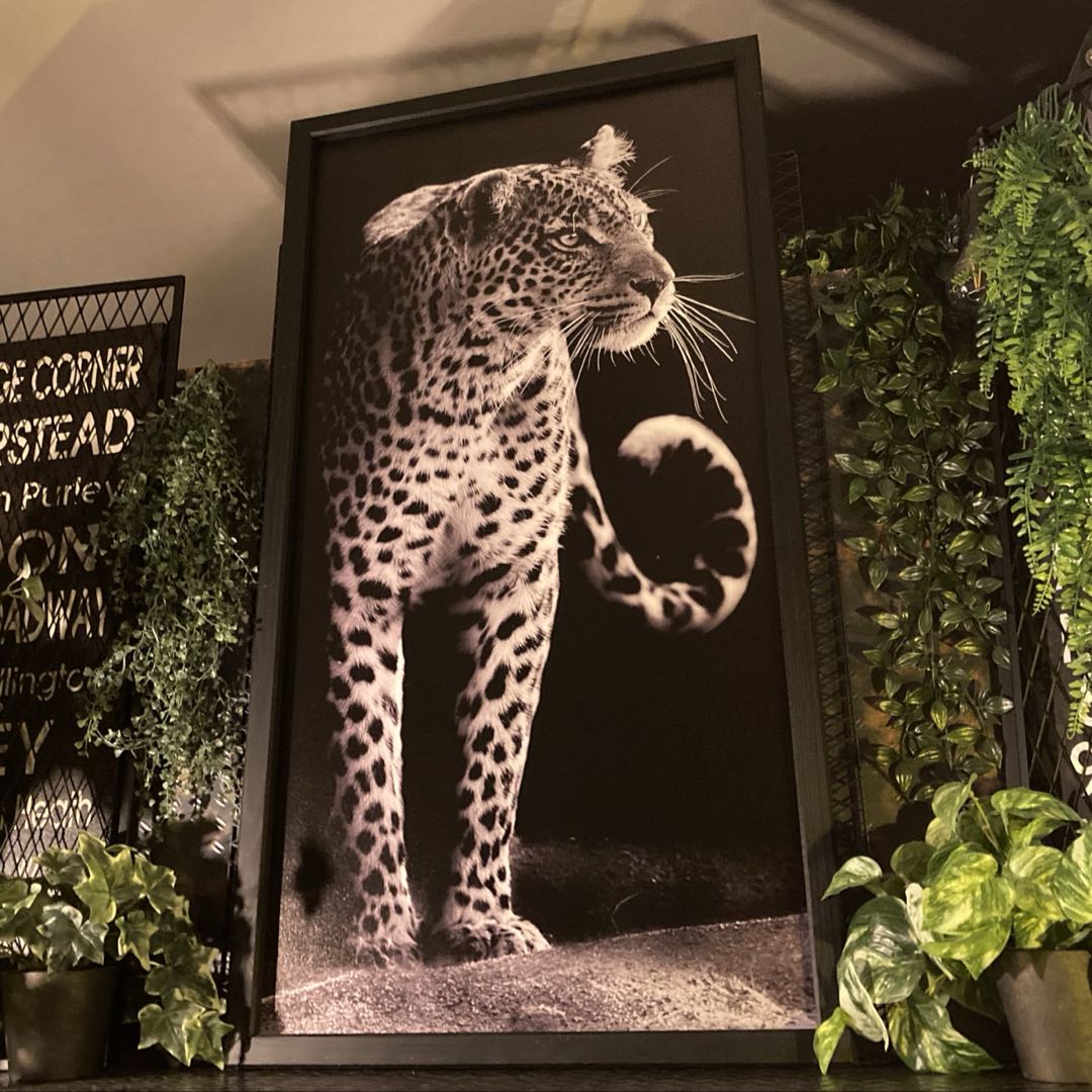 Rakuten - ｢LEOPARD (豹)｣キャンバス製 男前アートパネル(額入り)超超大型サイズ 男前インテリア アメリカンビンテージ アートパネル インダストリアルインテリア アメカジ雑貨 ガレージインテリア バスロールサインインテリア ミッドセンチュリーインテリア DandyLifeSpace