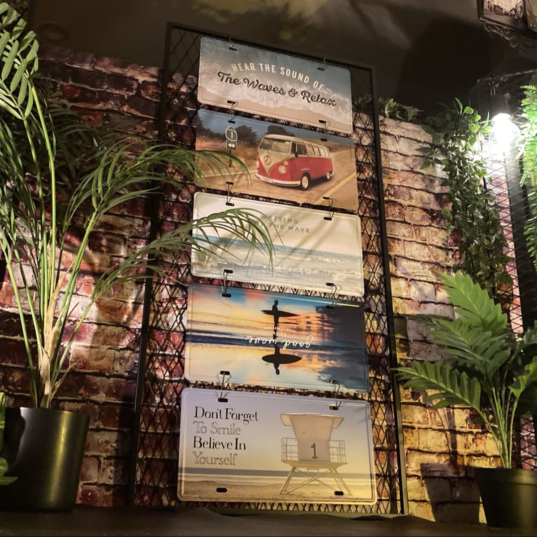 大特価｢IRON WALL FENCE＆西海岸スタイル ブリキ看板5点セット｣ アメリカンビンテージ アメリカンフェンス アメリカンダイナー ガレージインテリア カリフォルニアフェンス 店舗什器 店舗装飾 西海岸インテリア ワーゲンバスGARAGE California DINER DandyLifeSpace