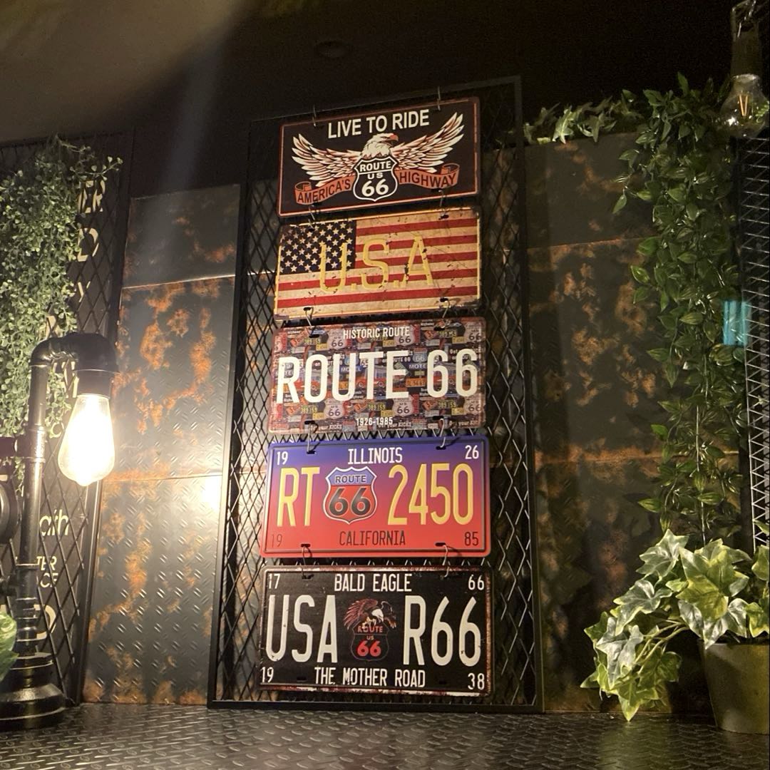 IRON WALL FENCE＆ROUTE66ブリキ看板5点セット Ver.2 ブルックリンスタイル 男前インテリア ウォールフェンス NEWYORK アメリカンビンテージ カフェインテリア インダストリアルインテリア アイアンフェンス industrial インテリア ガレージ DandyLifeSpace