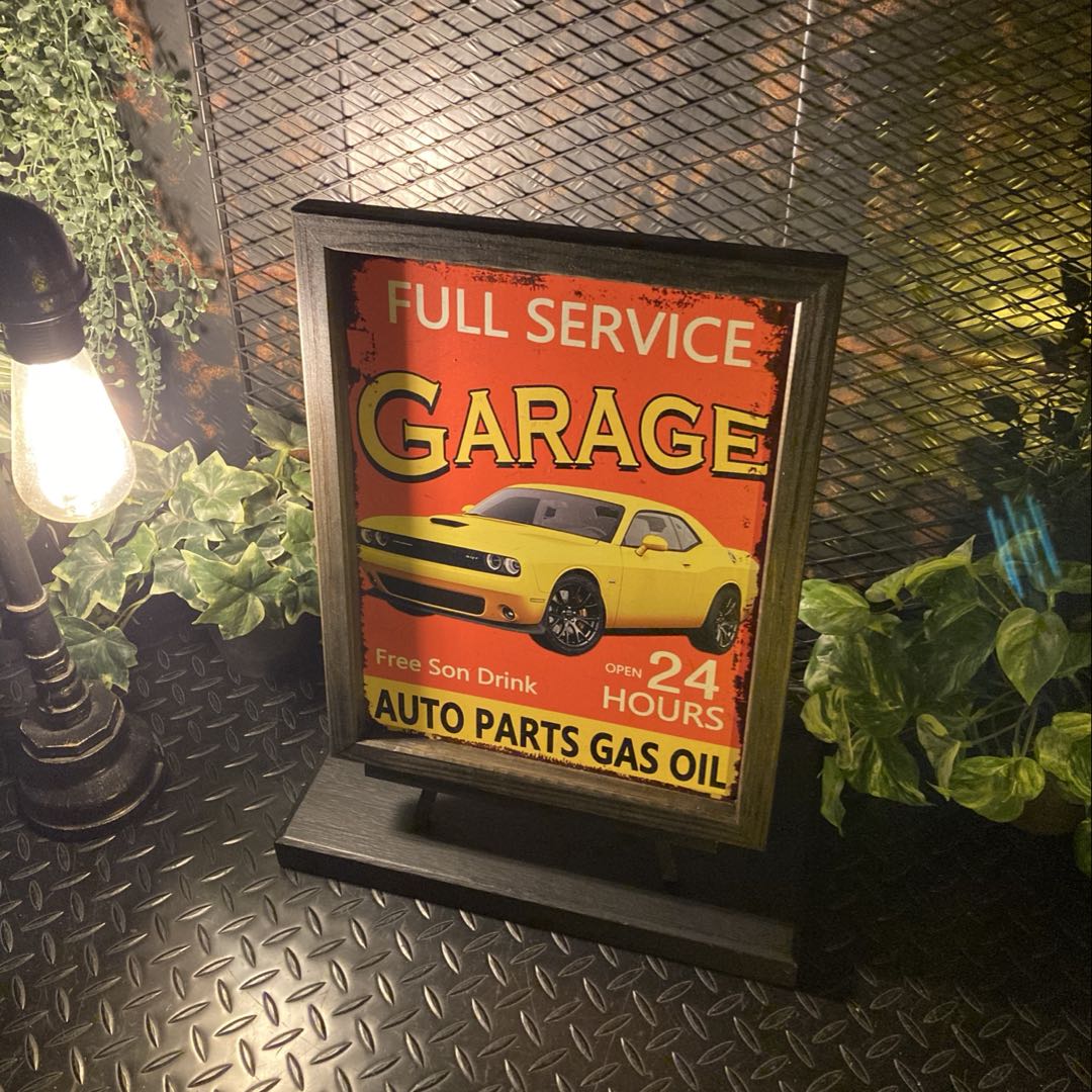 ｢DOGE CHALLENGER｣メタル製 ウッドアートパネル(額入り) 男前インテリア アメリカンビンテージ オール..