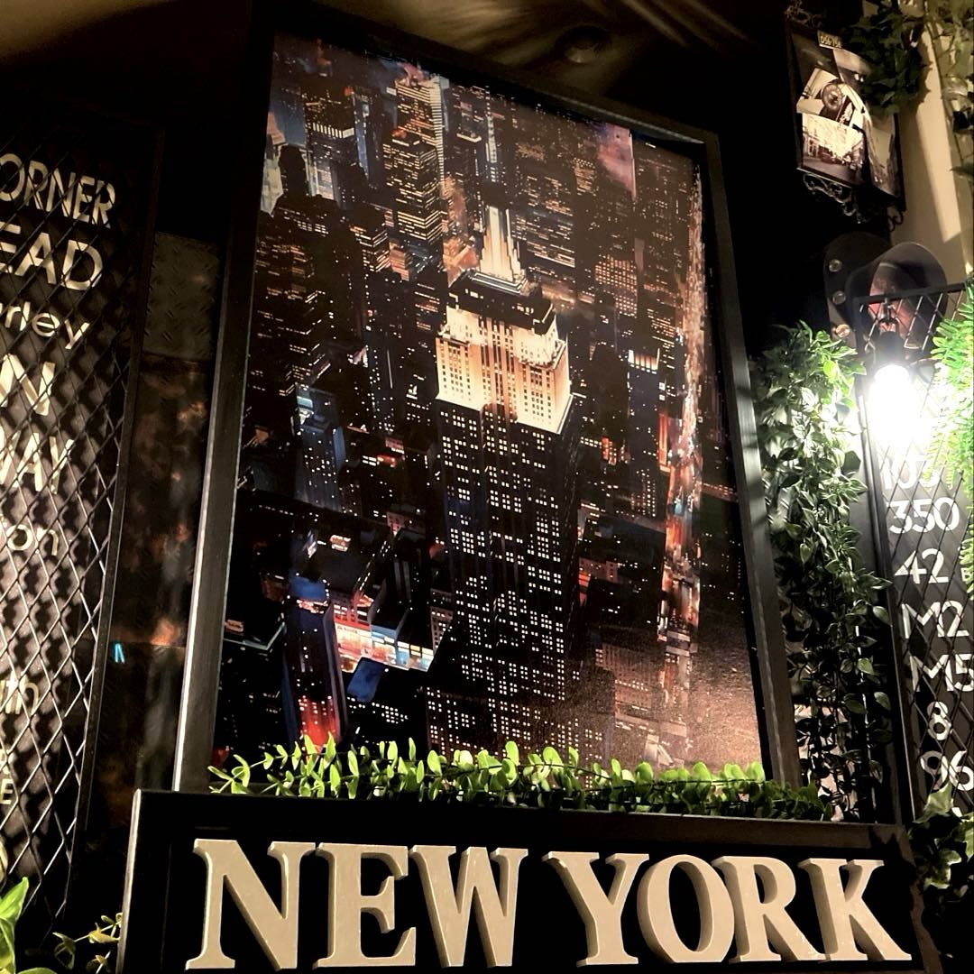 永久保存版「NEWYORKの夜景｣キャンバス製 超大型アートパネル(額入り) 男前インテリア アメリカンビンテージ ブルックリンスタイル NEWYORK カフェインテリア レトロアメリカン 店舗展示品 店舗什器 オールドアメリカン アートパネル DandyLifeSpace