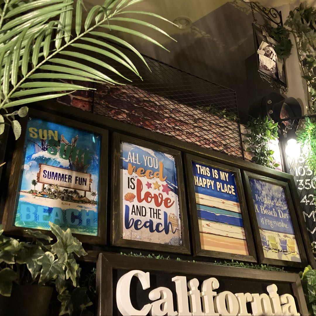 Rakuten - 大特価「CALIFORNIA BEACH IV｣メタル製4連アートパネル(額入り) ウエストコーストインテリア マリンインテリア 西海岸インテリア California ハワイアンインテリア バリリゾートインテリア OCEAN 海系インテリア BEACH 椰子の木 DandyLifeSpace