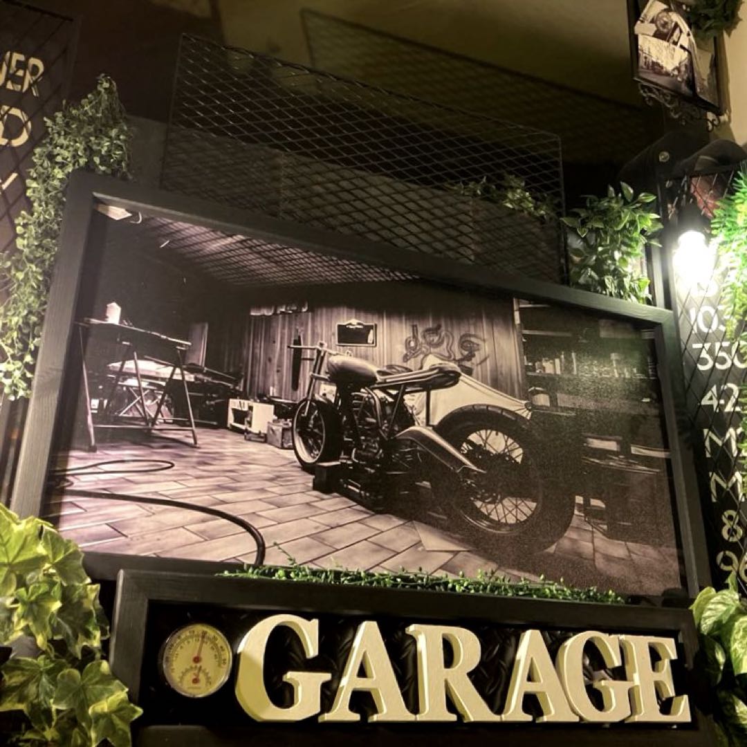 Rakuten - ｢HARLEY-DAVIDSON｣Type.E アイアンフェンス付きアートパネル ブルックリン 男前インテリア BROOKLYN アメリカンビンテージ カフェインテリア インダストリアル NEWYORK アートパネル モーターサイクル INDUSTRIAL ミッドセンチュリーインテリア DandyLifeSpace