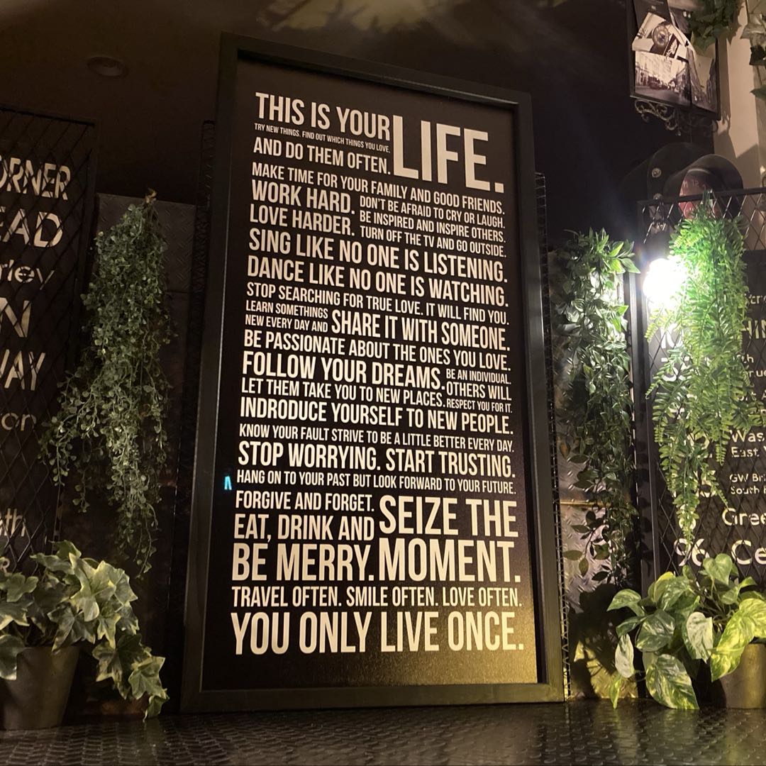 ｢THIS IS YOUR LIFE｣キャンバス製 高級アートパネル 超超大型サイズ ブルックリンスタイル 男前インテリア アメリカンビンテージ カフェインテリア インダストリアル バスロールサイン アートパネル 店舗什器 店舗装飾 ニューヨークスタイル DandyLifeSpace