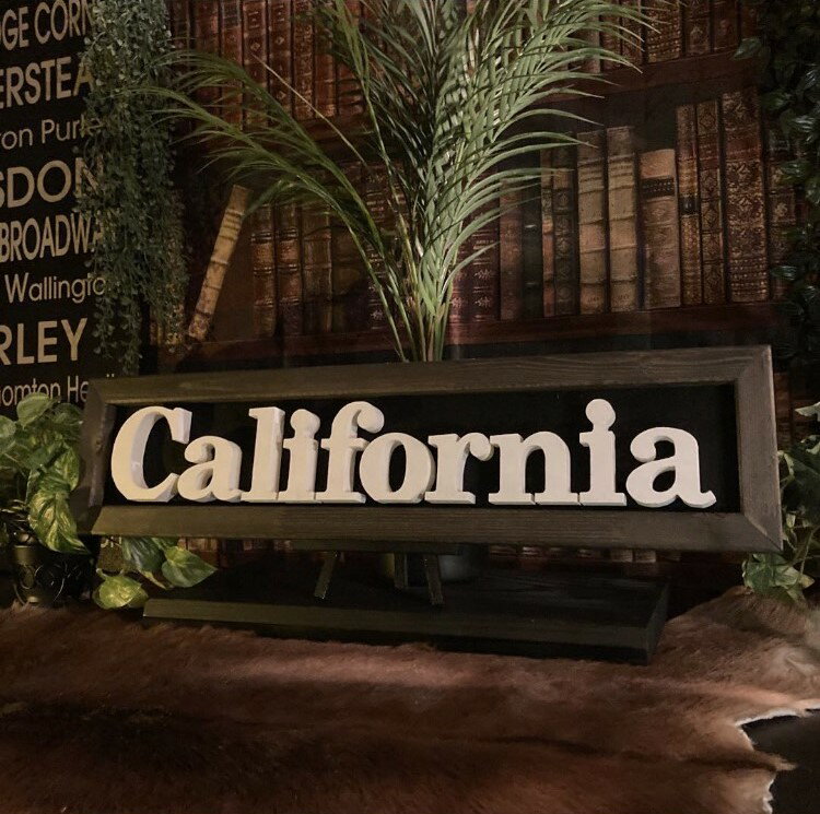 ｢California｣!! 立体LOGOアートパネル(額入り)!! Ver.2!! 男前インテリア アメリカンビンテージ カフェインテリア バスロールサイン アメリカンアンティーク オールドアメリカン アメリカンクラシック レトロアメリカン ヨーロピアンアンティーク DandyLifeSpace