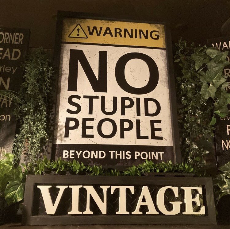 Rakuten - ｢NO STUPID PEOPLE｣!! キャンバス製 高級アートパネル(額付き)!! ブルックリンインテリア 男前インテリア BROOKLYN アメリカンビンテージ NEWYORK インダストリアル チョークアート バスロールサイン ニューヨークスタイル オールドアメリカン DandyLifeSpace