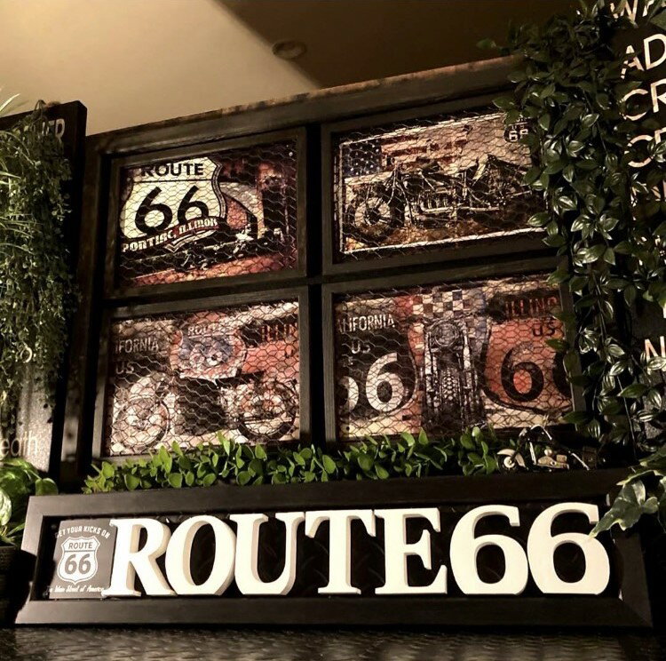 ｢VINTAGE｣!! 4連メタル製アイアンメッシュ!! ROUTE66アートパネル!! 男前インテリア アメリカンビンテージ カフェインテリア インダストリアル メタルサイン アメリカンカジュアル ティンプレ…