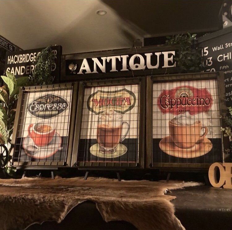 Rakuten - 3枚組!! ｢ANTIQUE CAFE ART｣!! アイアンフェンス付きアートパネル!! ブルックリンインテリア 男前インテリア アートパネル アメリカンビンテージ カフェインテリア インダストリアルインテリア バスロールサイン BROOKLYN マンハッタン NEWYORK DandyLifeSpace