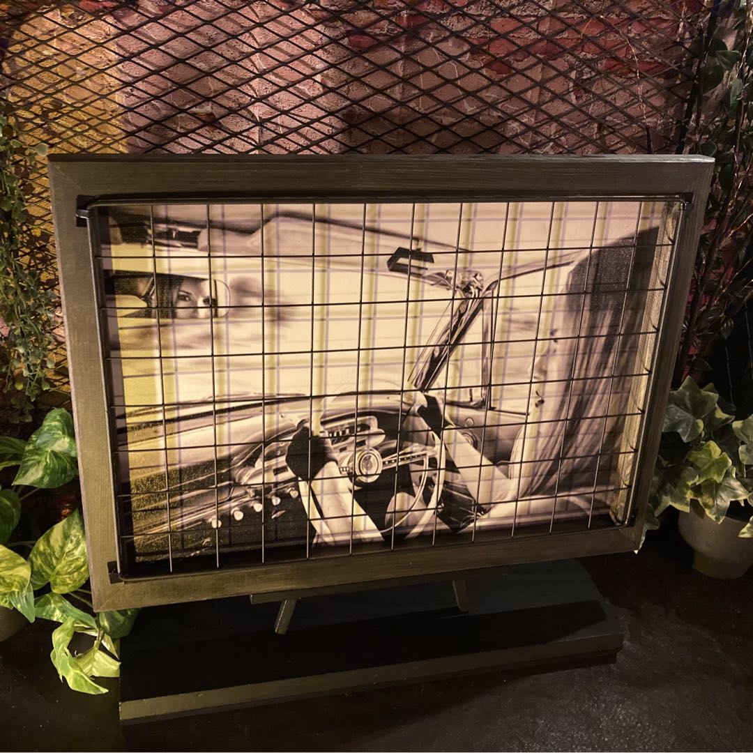 男前インテリア｢COOL＆VINTAGE｣アイアンフェンス付アートパネルNo.2 ブルックリンスタイル 男前インテリア アメリカンビンテージ カフェインテリア インダストリアルインテリア インダストリアル アートパネル 店舗什器 店舗展示品 DandyLifeSpace