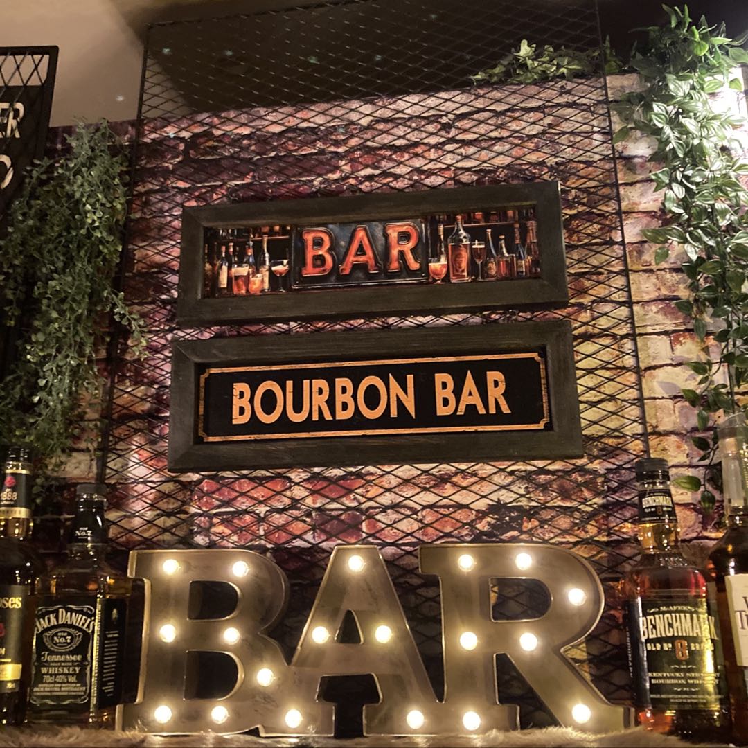 大特価2枚組セット｢BOURBON BAR｣メタル製ウッドアートパネル アーリーアメリカン VINTAGE 男前インテリ..