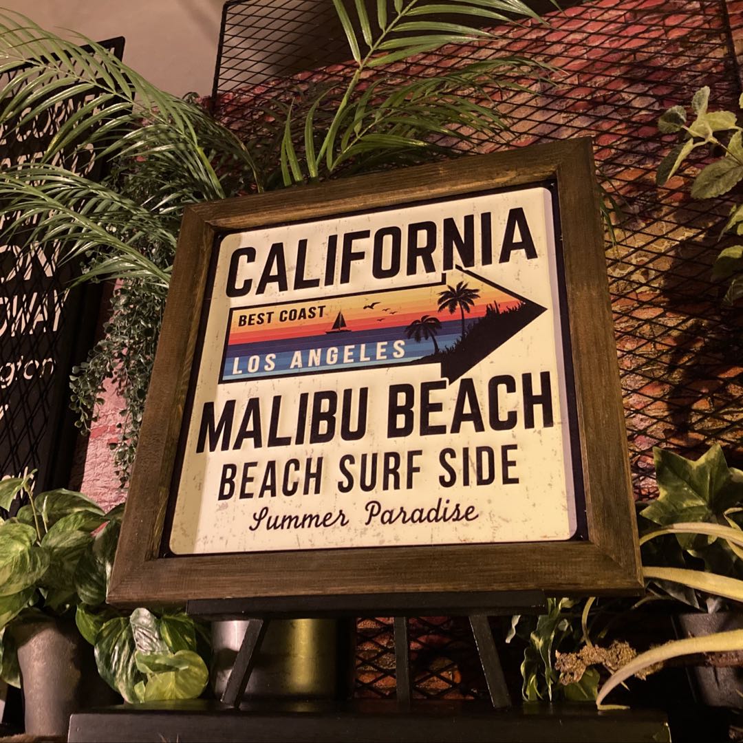 ブリキ看板 MANCAVE 店舗什器 店舗装飾 ティンプレート エンボス加工 ブリキ看板 CALIFORNIA SURF ボヘミアン オリエンタル ウェルカムボード OCEAN ミッドセンチュリーインテリア