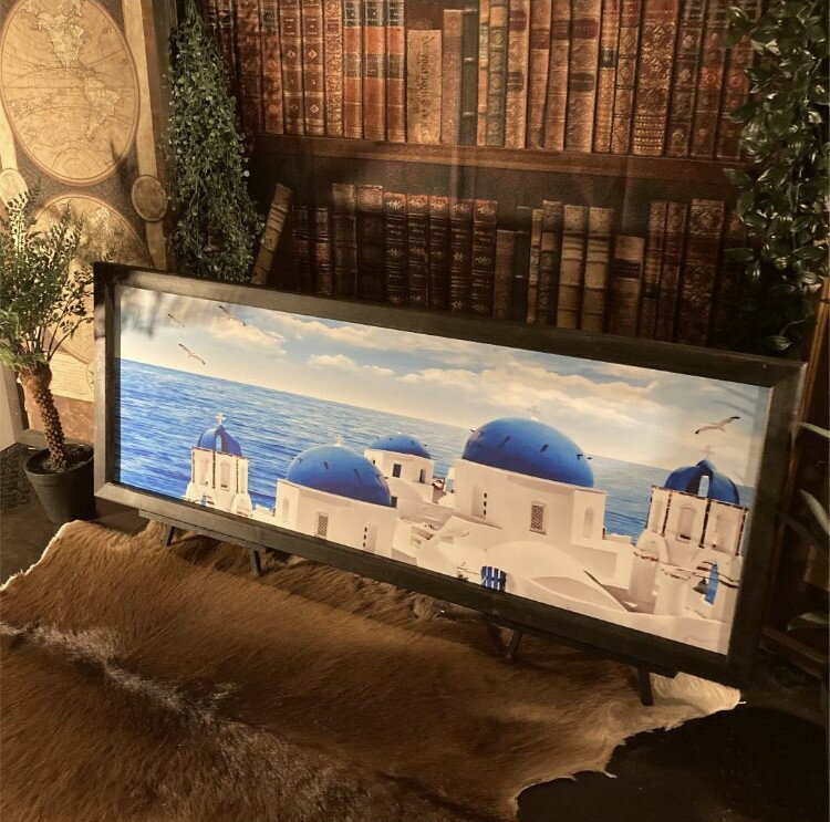 ｢地中海インテリア｣!! キャンバス製 高級アートパネル(額付き)!! 地中海インテリア ウエストコーストイ..