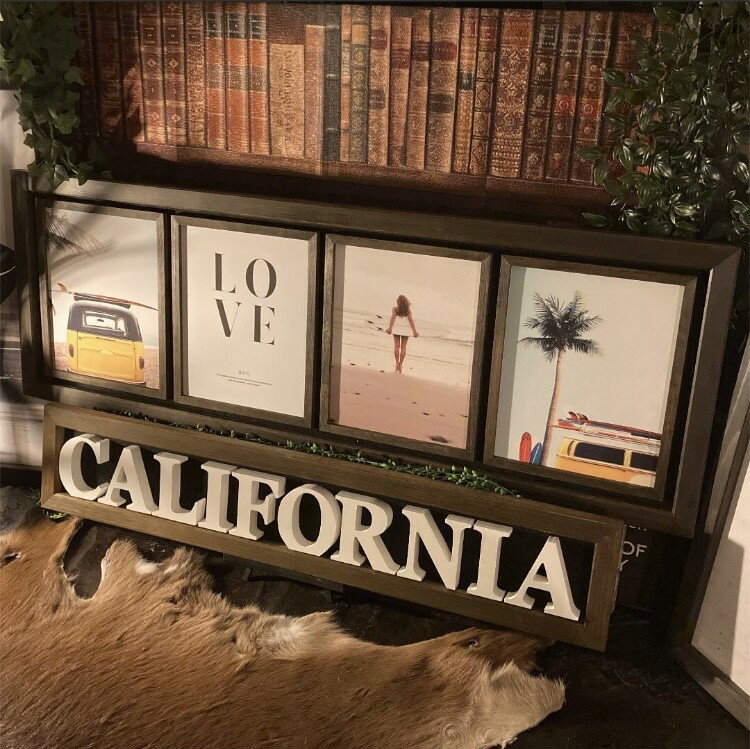Rakuten - ｢CALIFORNIA STYLE｣!! 4枚組 高級キャンバス製アート(額付き)!! ウエストコーストインテリア 男前インテリア アートパネル カリフォルニア 西海岸インテリア マリンインテリア ハワイアンインテリア CALIFORNIA 店舗什器 店舗展示品 CAFE&BAR DandyLifeSpace