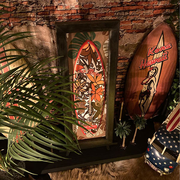｢SURFBOARD｣!! サーモメーター＆ウォールオブジェ FLOWER RED!! 男前インテリア アメリカンビンテージ ..