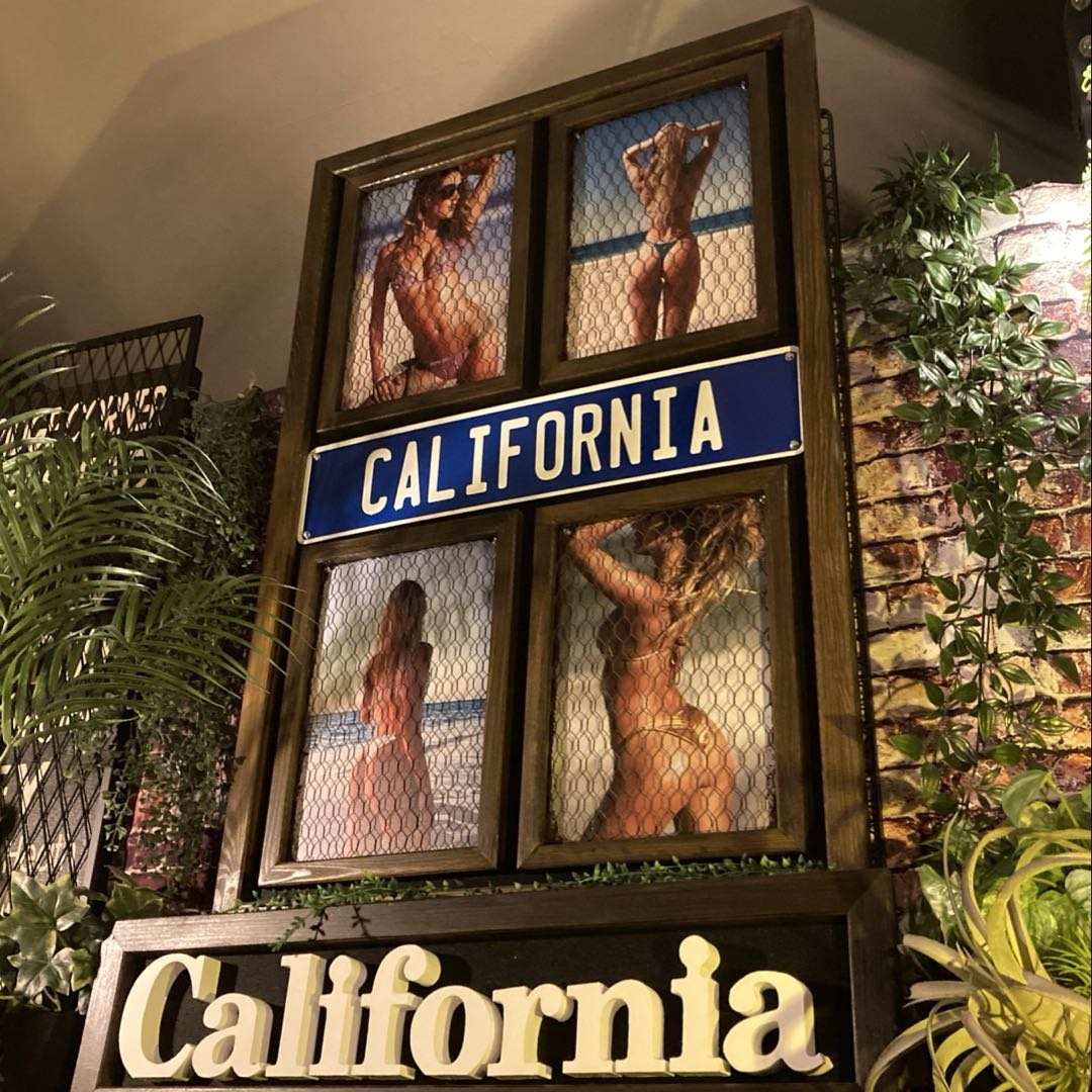 永久保存版｢CALIFORNIA BEACH GIRL｣ メタル製アートパネル マリンインテリア カフェインテリア ウエストコーストインテリア HAWAII アートパネル 店舗展示品 ハワイアンインテリア CAFE BAR オリエンタル アメリカンビンテージ DandyLifeSpace