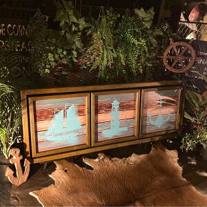 永久保存版!! 「MARINE ANTIQUE」!! キャンバス製 高級3連アートパネル ウエストコーストインテリア 灯台 マリンインテリア 西海岸インテリア California ハワイアンインテリア バリリゾートインテリア OCEAN 海系インテリア BEACH 椰子の木 舵輪 DandyLifeSpace