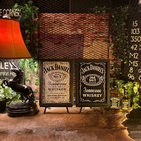 2枚組セット!! JACK DANIEL'S!! メタル製アイアンフェンス仕上げアート!! 男前インテリア アメリカンビンテージ アメリカンアンティーク ガレージ ブリキ看板 男の隠れ家 アートパネル GARAGE カフェインテリア ミッドセンチュリーインテリア DandyLifeSpace