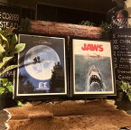 2枚組!! ｢JAWS＆E.T.｣(ライセンス公認)!! 大型アートポスター(額付き)!! ブルックリン 男前インテリア カフェインテリア ヴィンテージ アーリーアメリカン NEWYORK アメリカンアンティーク オールドアメリカン レトロアメリカン DandyLifeSpace