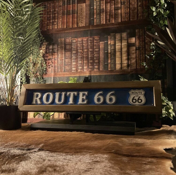 カリフォルニア・ビンテージ!! ｢ROUTE66｣!! メタルサインアート(額付き)!! ウエストコーストインテリア カフェインテリア 西海岸インテリア アメリカンビンテージ アートパネル メタルサイン California ROUTE66 男前インテリア ブリキ看板 DandyLifeSpace