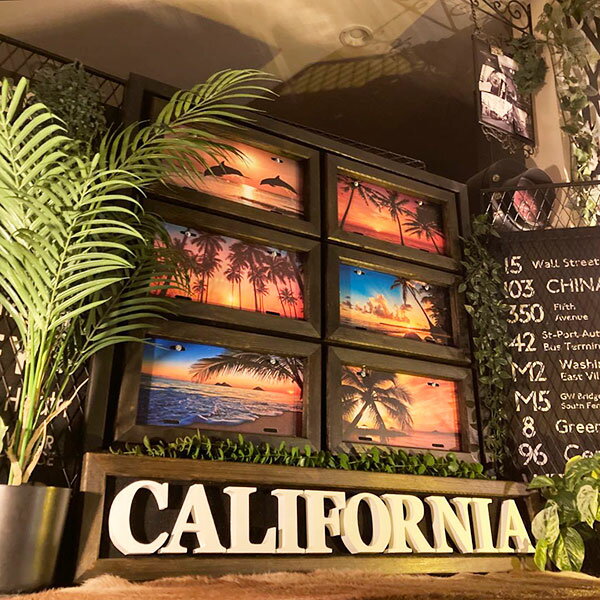 永久保存版!! メタル製 6連奏 サンセットコレクション 2!! 超大型アートパネル!! マリンインテリア カフェインテリア ウエストコーストインテリア HAWAII アートパネル 店舗展示品 ハワイアンインテリア CAFE BAR オリエンタル アメリカンビンテージ DandyLifeSpace