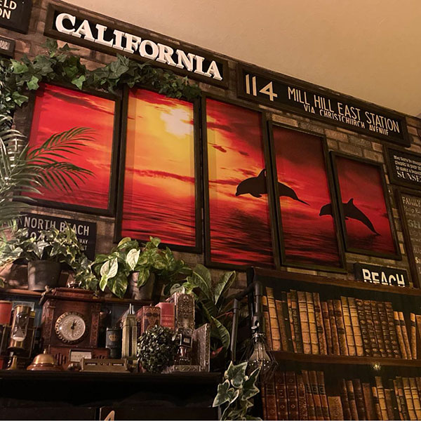 永久保存版!! ｢SUNSET DOLPHIN｣!! 5連奏 高級アートパネル(額付き) ウエストコーストインテリア ドルフィン マリンインテリア 西海岸インテリア ハワイアンインテリア 大人の海インテリア アメリカンアンティーク カフェインテリア DandyLifeSpace