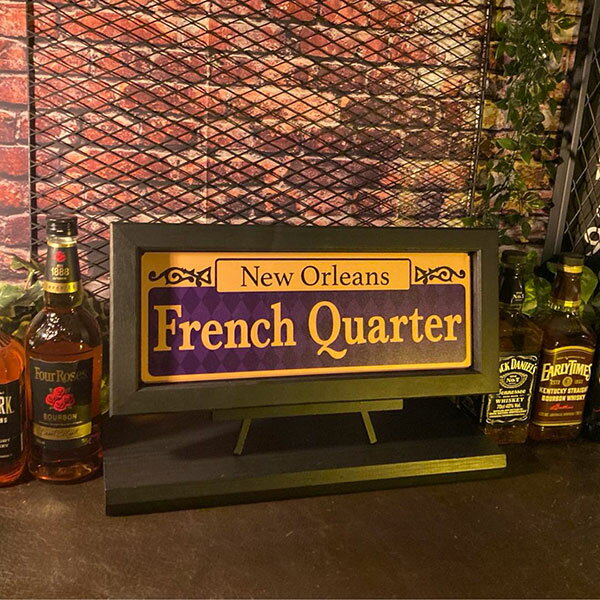 ｢French Quarter｣!! メタル製 ウッドアートパネル(額入り)!! ブルックリンインテリア 男前インテリア アートパネル アメリカンビンテージ カフェインテリア インダストリアル オールドアメリカン ミッドセンチュリーインテリア BROOKLYN DandyLifeSpace