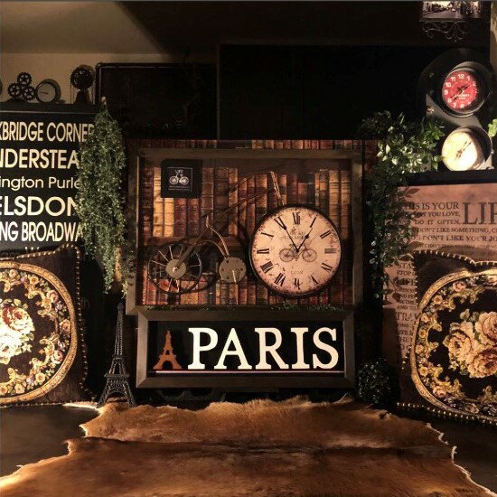 EUROPEAN ANTIQUE!! BICYCLE ART CLOCK!! ブルックリンインテリア 男前インテリア NEWYORK アメリカンビンテージ カフェインテリア ヨーロピアンインテリア BROOKLYN インダストリアル バスロールサイン シャビークロック ニューヨークスタイル DandyLifeSpace