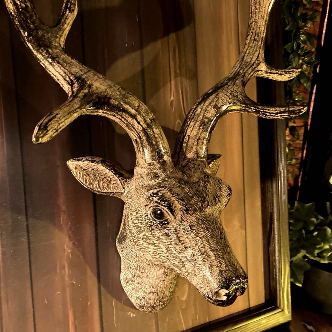 Rakuten - ｢DEER｣Type.B高級ANIMAL HEAD(レプリカ)＆専用ウッドパネル ブルックリンインテリア 男前インテリア アメリカンビンテージ カフェインテリア インダストリアルインテリア バスロールサイン アニマルヘッド オールドアメリカン DandyLifeSpace