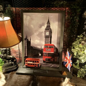 3点セット「UNITED KINGDOM ART」&ブリキ製ロンドンバス 男前インテリア アメリカンビンテージ アートパネル ロンドンバス ヴィンテージ 英国 ウェストミンスター宮殿 ビッグベン イギリス ブリティッシュインテリア ENGLAND ユニオンジャック DandyLifeSpace