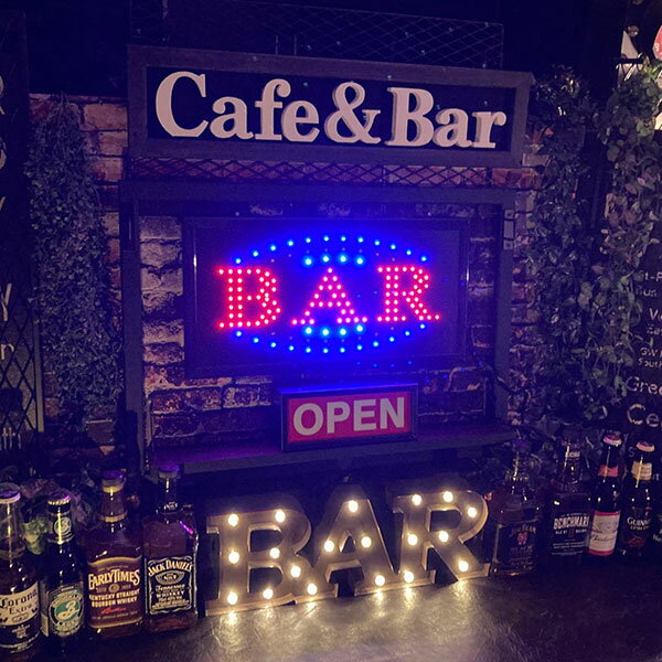 ｢AMERICAN DINER’S BAR!!」 LEDサイン＆OPENネオン付き!! アメリカンビンテージ カフェインテリア オールドアメリカン LEDパネル BAR アートパネル カフェアンドバー アメリカンダイナー ミッドセンチュリーインテリア 店舗什器 店舗装飾 DandyLifeSpace