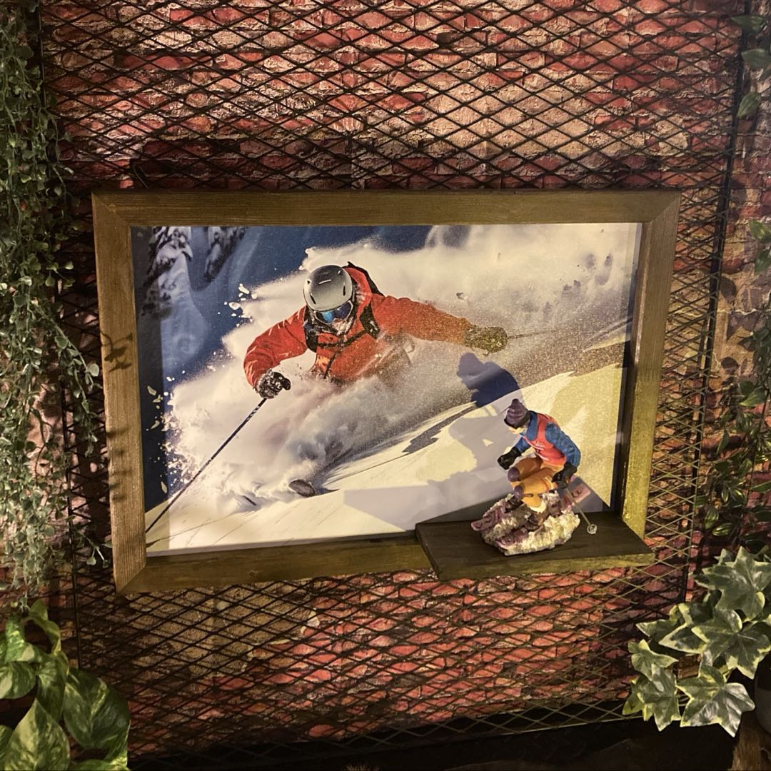 ｢SKIING＆SKIING｣ミニチュアスキープレイヤー＆アートパネル ブルックリンスタイル 男前インテリア ア..