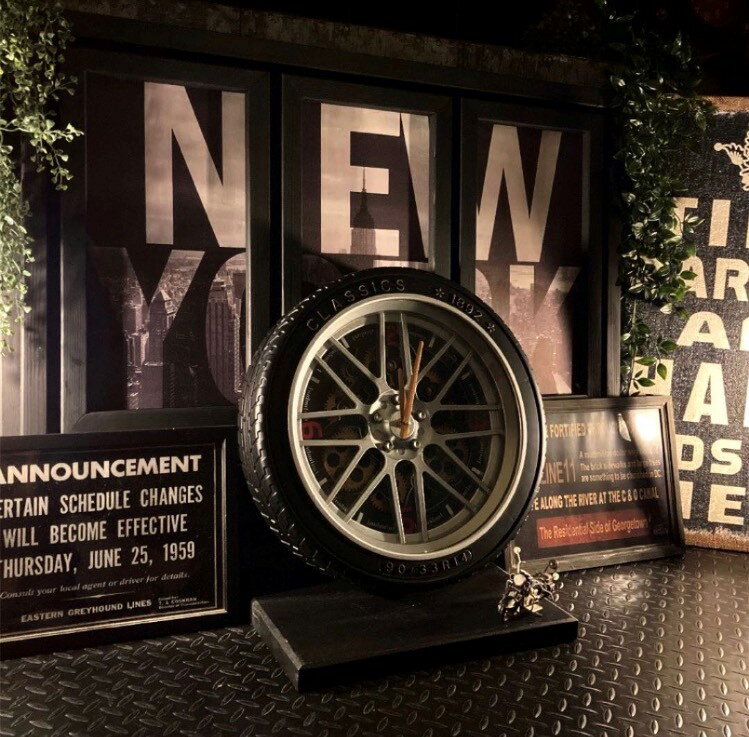 Rakuten - INDUSTRIAL VINTAGE!!高級大型 GEAR TIRE CLOCK!! ブルックリンインテリア 男前インテリア アメリカンビンテージ カフェインテリア NEWYORK インダストリアル VINTAGE バスロールサインインテリア 男前インテリア雑貨 ニューヨークスタイル DandyLifeSpace