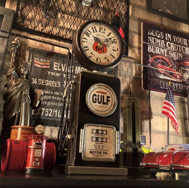 ｢ROUTE66｣!! GAS STATION CLOCK!! ｢BLACK｣!! 男前インテリア アメリカンダイナー GASCLOCK アメリカンビンテージ カフェインテリア アメ雑貨 インダストリアルインテリア アメリカンアンティーク ガソリンスタンド ガスステーション DandyLifeSpace