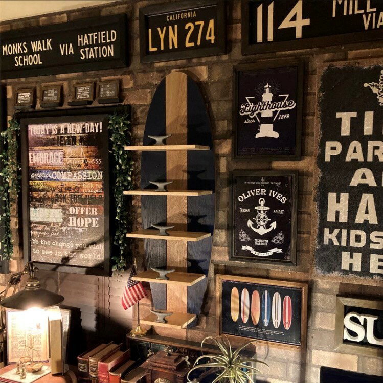 SURF-BOARD STYLE!! DISPLAY WALL SHELF!! ブルックリンインテリア 男前インテリア アメリカンビンテージ カフェインテリア 西海岸インテリア バスロールサイン ニューヨークスタイル ウォール…