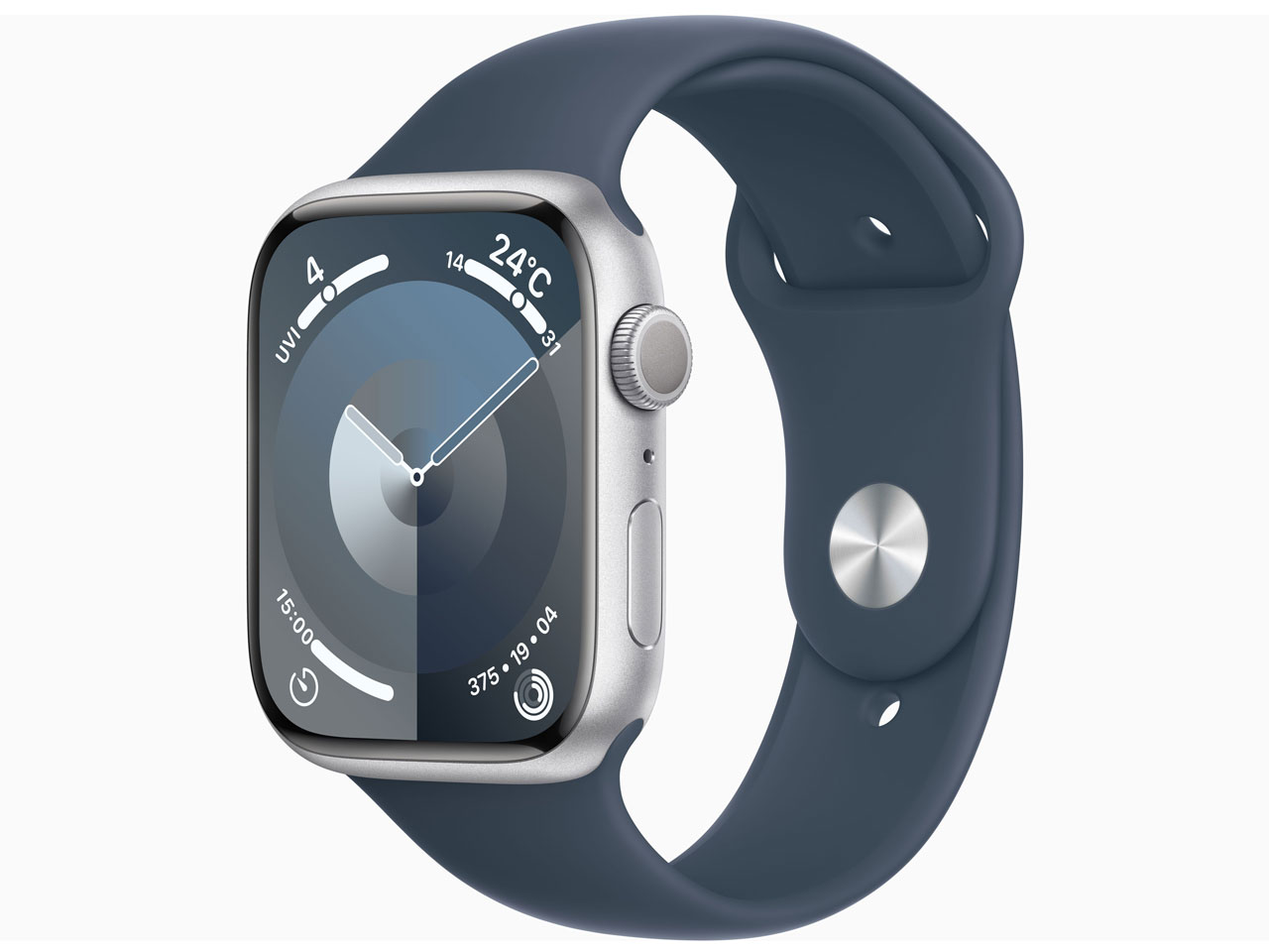 新品未開封 アップル Apple Watch Series9 45mm MR9E3J/A シルバー/ストームブルースポーツバンド M/L 4549995400762
