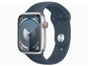 新品未開封 Apple Watch Series 9 シルバーアルミニウムケースとストームブルースポーツバンド ケース45mm GPS＋Cellularモデル M/L 本体 4549995401370