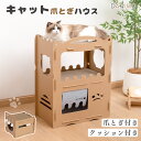 【5/16までクーポンで11%OFF+P5倍!!】キャットハウス 猫 隠れ家 猫 ダンボールハウス 木製 猫 爪とぎ 組み立て式 爪とぎ 高密度段ボール 多頭飼...