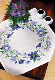 テーブルクロス　ブルー・クレマチス Blue clematis 　花のテーブルクロス
