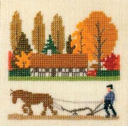 フレメ クロスステッチ 刺繍キット 【秋の土耕し　10月】デンマークの暮らし　デンマーク 輸入ししゅうキット