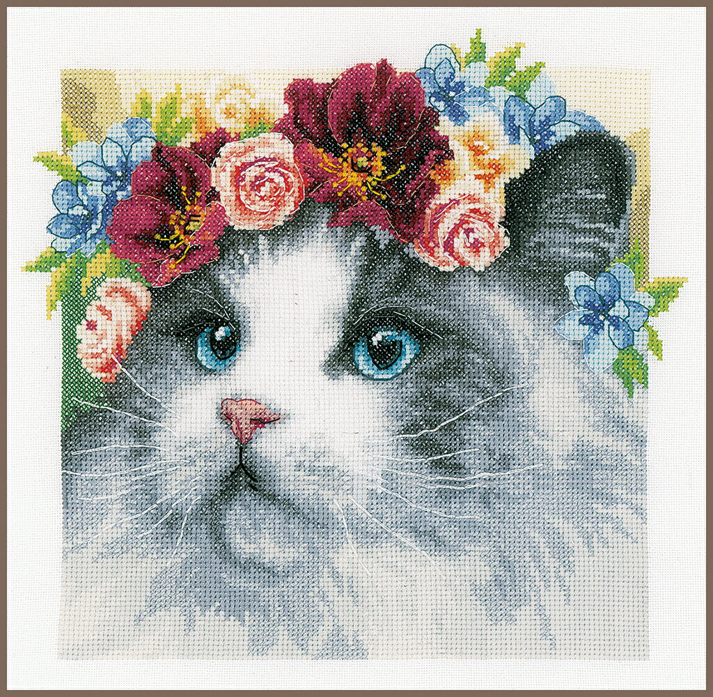 クロスステッチ 刺繍キット 【FLOWER CROWN RAGDOLL】 LanArteシリーズ 花 輸入ししゅうキット