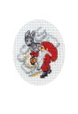 ペルミン(permin )クロスステッチ 刺しゅうキット 【クリスマスカード 鹿とニッセ】 デンマーク輸入ししゅうキットアイーダ 中級者から上級者向き