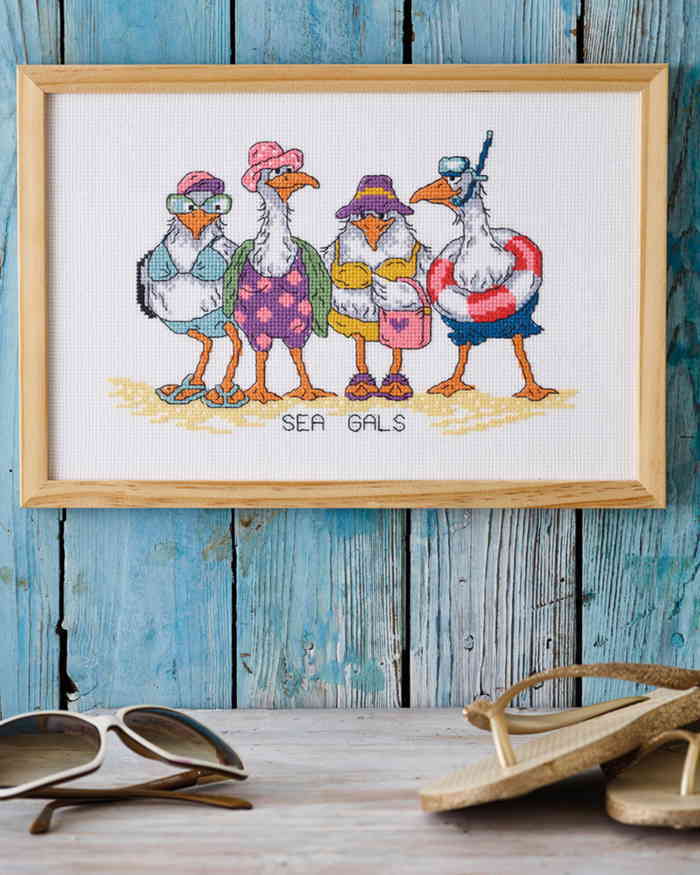 北欧Permin of Copenhagen【Sea Gals】 クロスステッチ 刺繍 キット デンマーク ペルミン 初心者から中級者向き