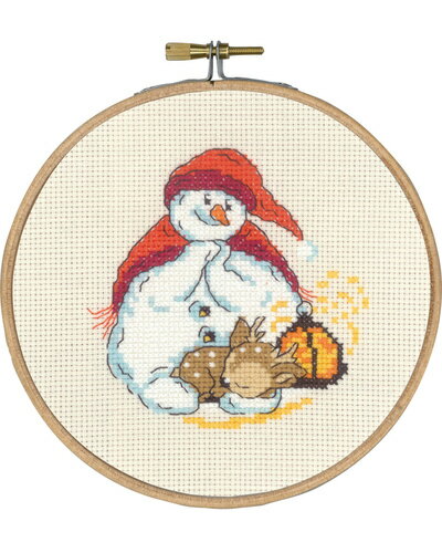 北欧　Permin of Copenhagen【スノーマンと小鹿　クリスマス　フープ付き】クロスステッチ 刺しゅう キット 初心者から中級者向き　デンマーク　ペルミン社　輸入
