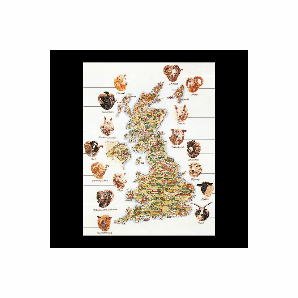 テア グーベルヌール クロスステッチ刺繍キット 【Sheep Map Of Great Britain 】中級者ー上級者向き ☆お取り寄せキット（納期は30-90日程度）