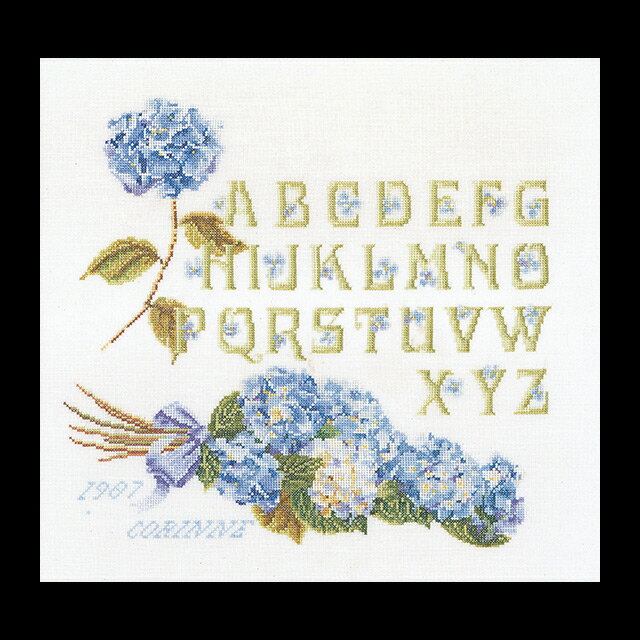テア　グーベルヌール　クロスステッチ刺繍キット 【Hydrangea Alphabet】中級者ー上級者向き ☆お取り寄せキット（納期は30-90日程度）