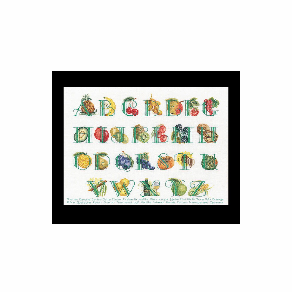 テア　グーベルヌール　クロスステッチ刺繍キット 【Fruit Alphabet 】中級者ー上級者向き ☆お取り寄せキット（納期は30-90日程度）