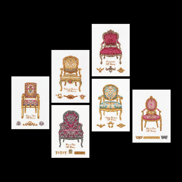 テア　グーベルヌール　クロスステッチ刺繍キット 【Six Chairs】中級者ー上級者向き ☆お取り寄せキッ..