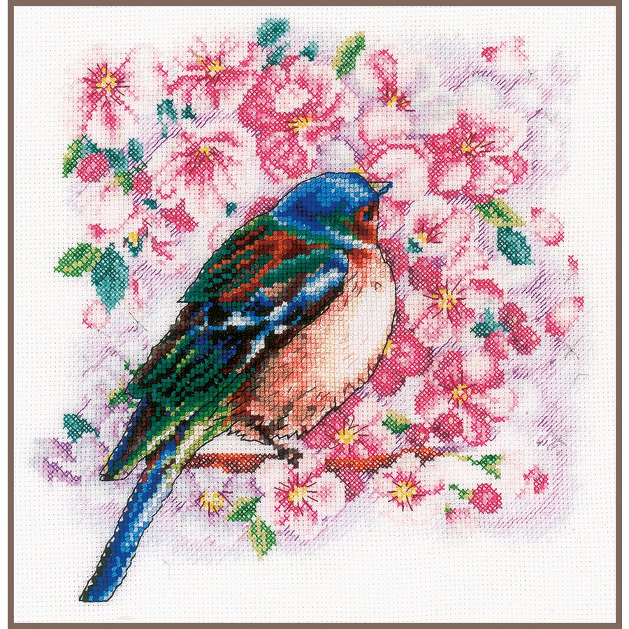ベルバコ クロスステッチ 刺繍キット 【BIRD BETWEEN BLOSSOM】 動物 ベルギー 輸入ししゅうキット
