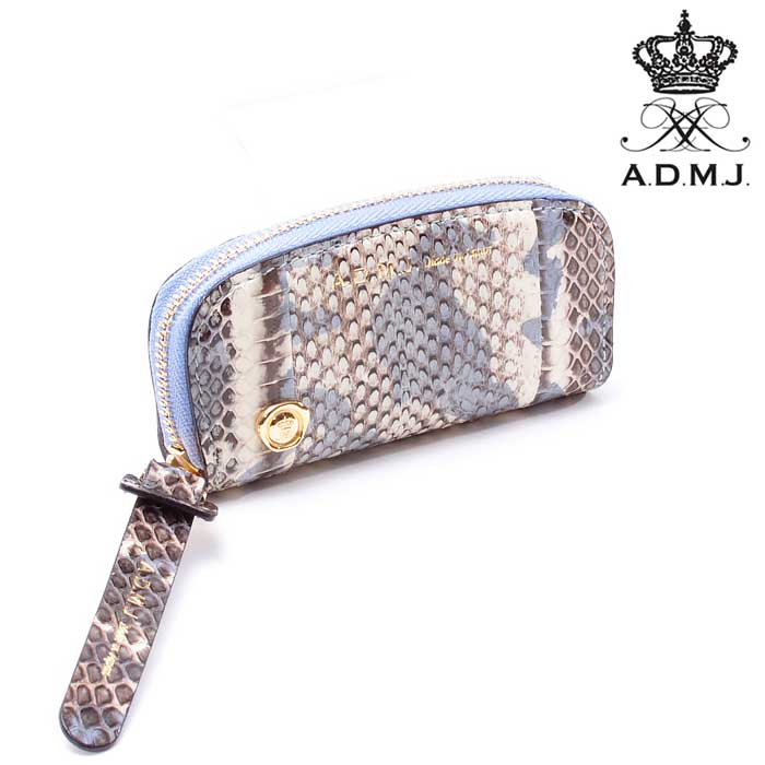 admj 財布 コインケース エーディーエムジェイ 小銭入れ パイソン スネークレザー SNAKE LEATHER COIN CASE アクセソワ ブルー ベージ..