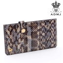 admj 財布 長財布 薄型 ADMJ エーディーエムジェイ アクセソワ スリムウォレット SNAKE LEATHER SLIM WALLET レディース 本革 ベージュ..